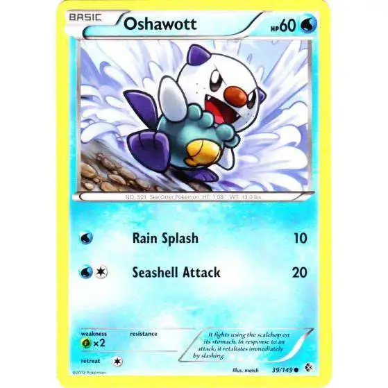Pokemon Trading Card Game Black & White Boundaries Crossed Common Oshawott #39