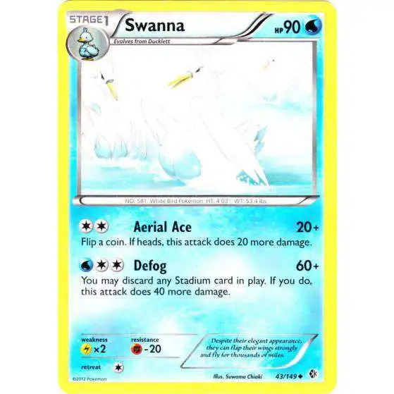 Pokemon Trading Card Game Black & White Boundaries Crossed Uncommon Swanna #43