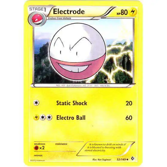 Pokemon Trading Card Game Black & White Boundaries Crossed Uncommon Electrode #52