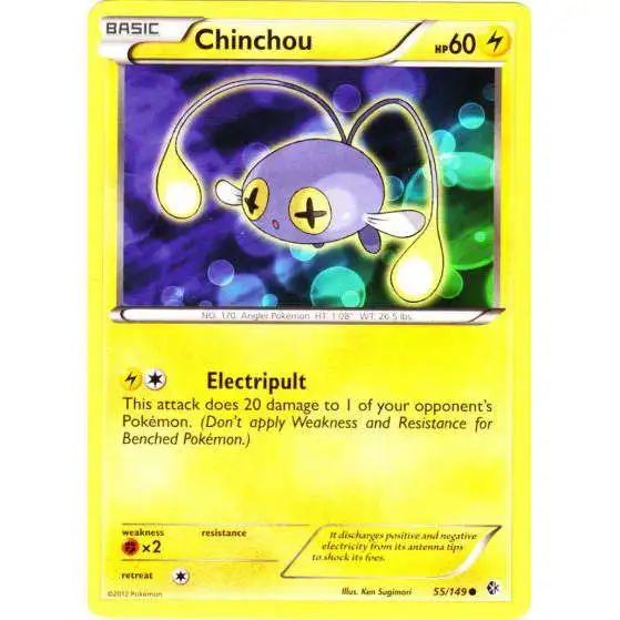 Pokemon Trading Card Game Black & White Boundaries Crossed Common Chinchou #55