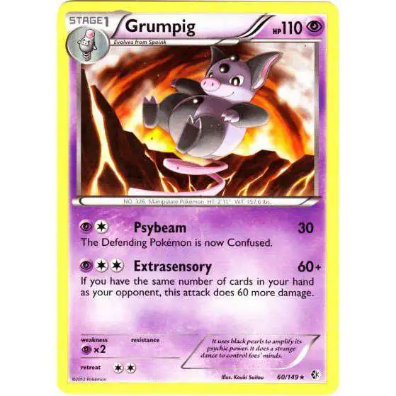 Pokemon Trading Card Game Black & White Boundaries Crossed Rare Grumpig #60