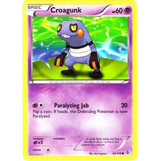 Pokemon Trading Card Game Black & White Boundaries Crossed Common Croagunk #64