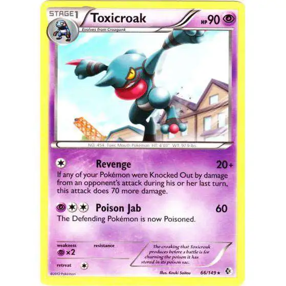 Pokemon Trading Card Game Black & White Boundaries Crossed Rare Toxicroak #66