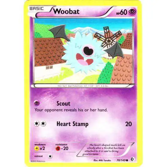 Pokemon Trading Card Game Black & White Boundaries Crossed Common Woobat #70