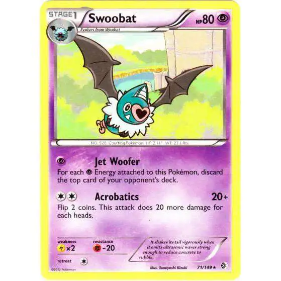 Pokemon Trading Card Game Black & White Boundaries Crossed Rare Swoobat #71