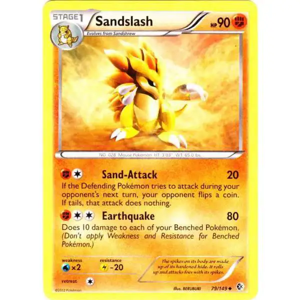 Pokemon Trading Card Game Black & White Boundaries Crossed Uncommon Sandslash #79