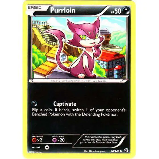 Pokemon Trading Card Game Black & White Boundaries Crossed Common Purrloin #90