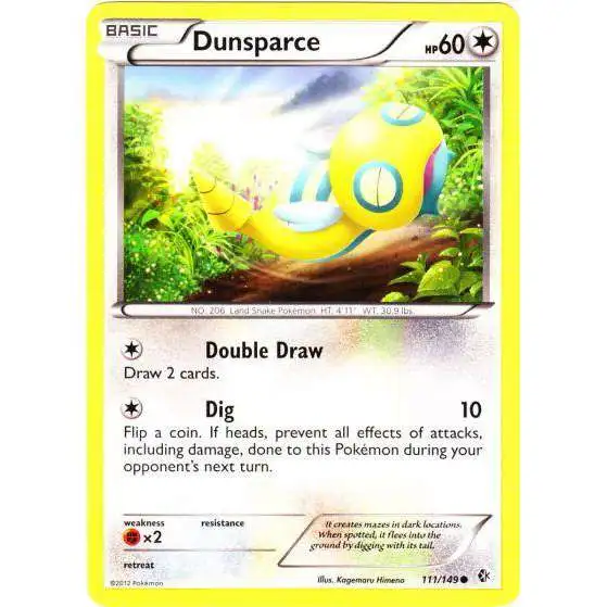 Pokemon Trading Card Game Black & White Boundaries Crossed Common Dunsparce #111