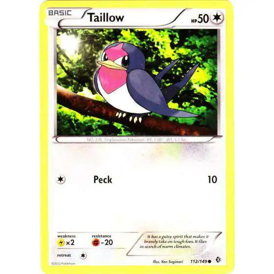 Pokemon Trading Card Game Black & White Boundaries Crossed Common Taillow #112