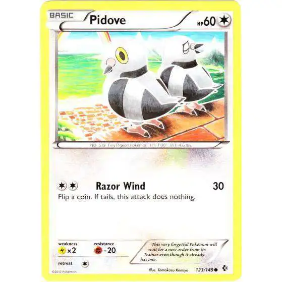 Pokemon Trading Card Game Black & White Boundaries Crossed Common Pidove #123
