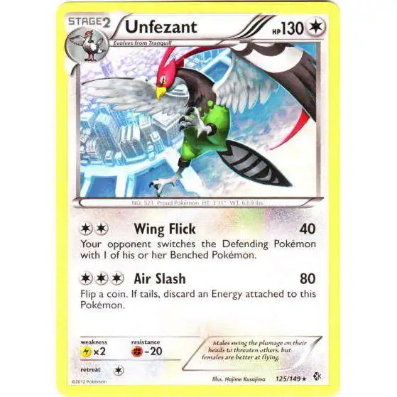 Pokemon Trading Card Game Black & White Boundaries Crossed Rare Unfezant #125