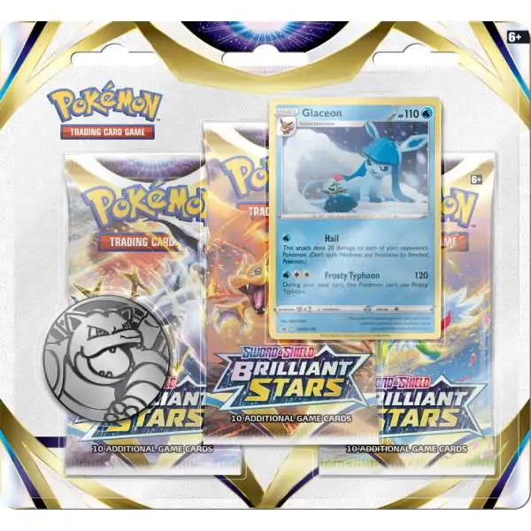 Pokemon Sword & Shield Brilliant Stars Glaceon Special Edition [3 Booster Packs, Promo Card & Coin]
