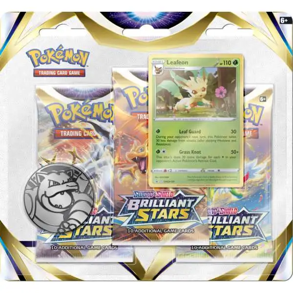 Pokemon Sword & Shield Brilliant Stars Leafeon Special Edition [3 Booster Packs, Promo Card & Coin]