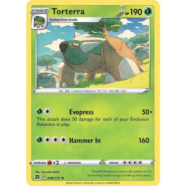 Pokemon Trading Card Game Sword & Shield Brilliant Stars Holo Rare Torterra #8 [Reverse Holo] [Lightly Played]