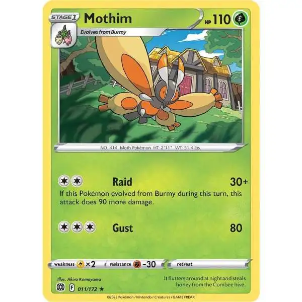 Pokemon Trading Card Game Sword & Shield Brilliant Stars Rare Mothim #11 [Reverse Holo] [Lightly Played]