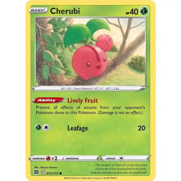 Pokemon Trading Card Game Sword & Shield Brilliant Stars Common Cherubi #12 [Reverse Holo] [Lightly Played]