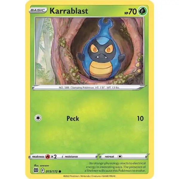 Pokemon Trading Card Game Sword & Shield Brilliant Stars Common Karrablast #15 [Reverse Holo] [Lightly Played]