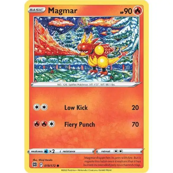 Pokemon Trading Card Game Sword & Shield Brilliant Stars Common Magmar #19 [Reverse Holo] [Lightly Played]