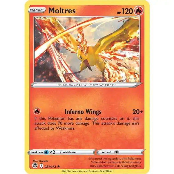 Pokemon Trading Card Game Sword & Shield Brilliant Stars Holo Rare Moltres #21 [Reverse Holo] [Lightly Played]
