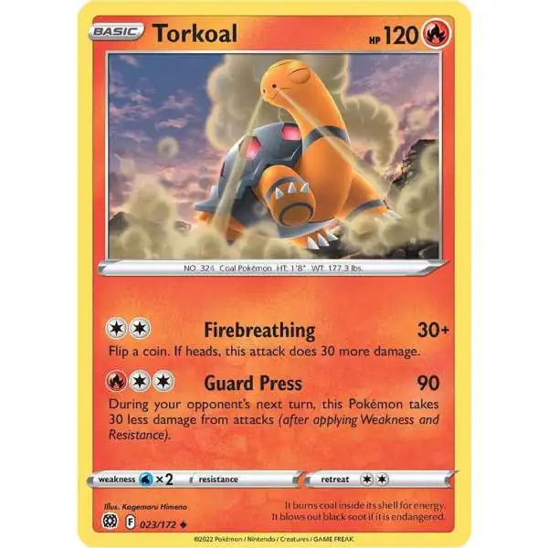 Pokemon Trading Card Game Sword & Shield Brilliant Stars Uncommon Torkoal #23 [Reverse Holo] [Lightly Played]