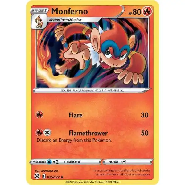 Pokemon Trading Card Game Sword & Shield Brilliant Stars Uncommon Monferno #25