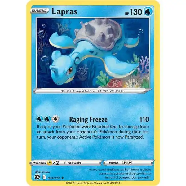 Pokemon Trading Card Game Sword & Shield Brilliant Stars Rare Lapras #31 [Reverse Holo]