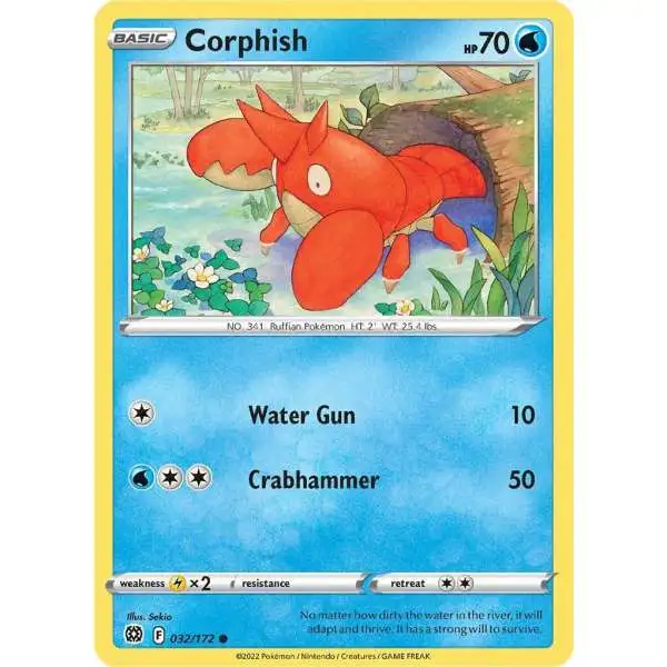 Pokemon Trading Card Game Sword & Shield Brilliant Stars Common Corphish #32 [Reverse Holo]