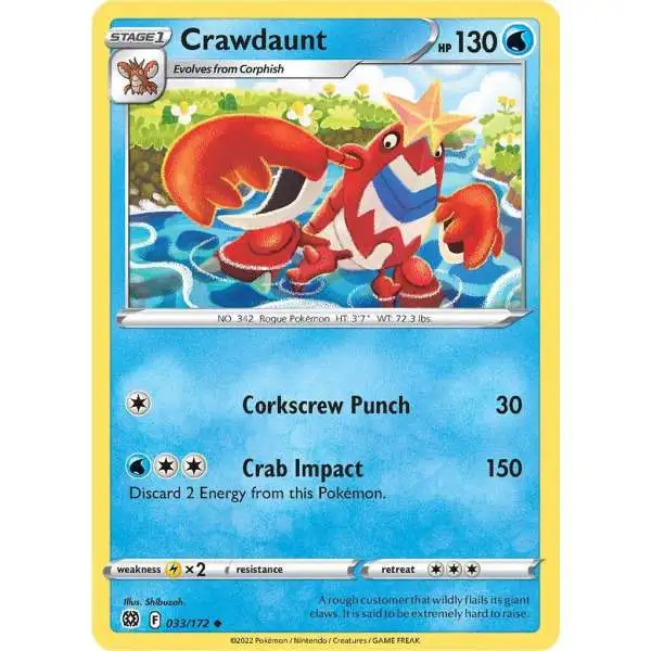 Pokemon Trading Card Game Sword & Shield Brilliant Stars Uncommon Crawdaunt #33 [Reverse Holo]