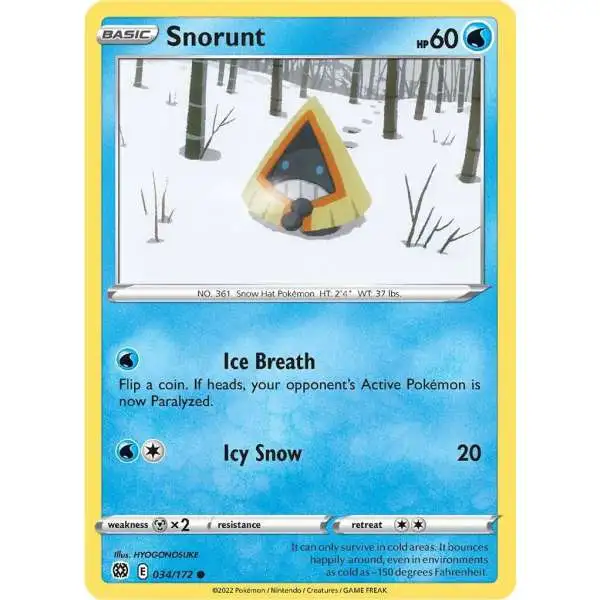 Pokemon Trading Card Game Sword & Shield Brilliant Stars Common Snorunt #34