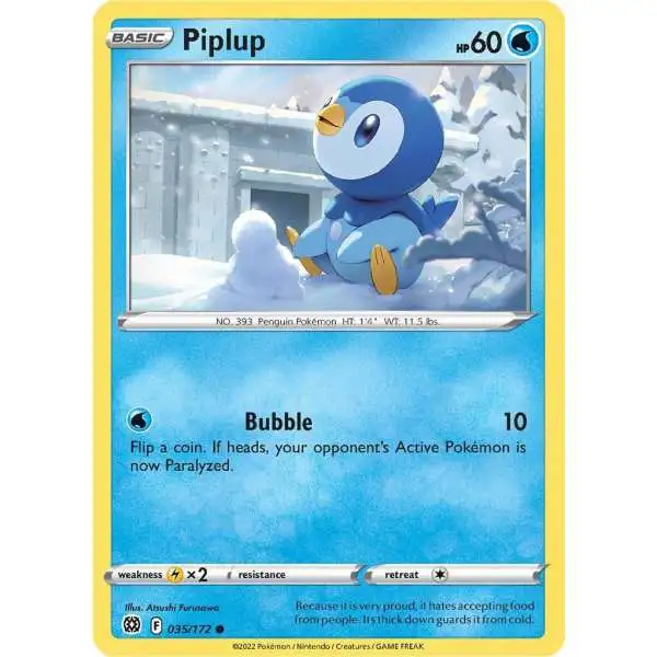 Pokemon Trading Card Game Sword & Shield Brilliant Stars Common Piplup #35 [Reverse Holo]