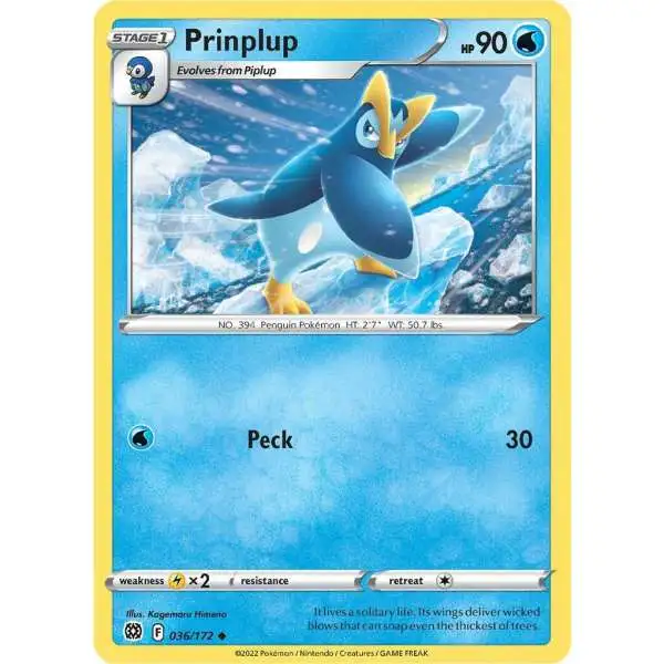 Pokemon Trading Card Game Sword & Shield Brilliant Stars Uncommon Prinplup #36 [Reverse Holo]