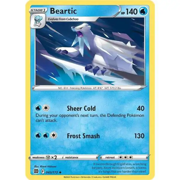 Pokemon Trading Card Game Sword & Shield Brilliant Stars Uncommon Beartic #43 [Reverse Holo]