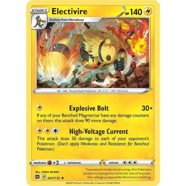 Pokemon Trading Card Game Sword & Shield Brilliant Stars Rare Electivire #47 [Reverse Holo]