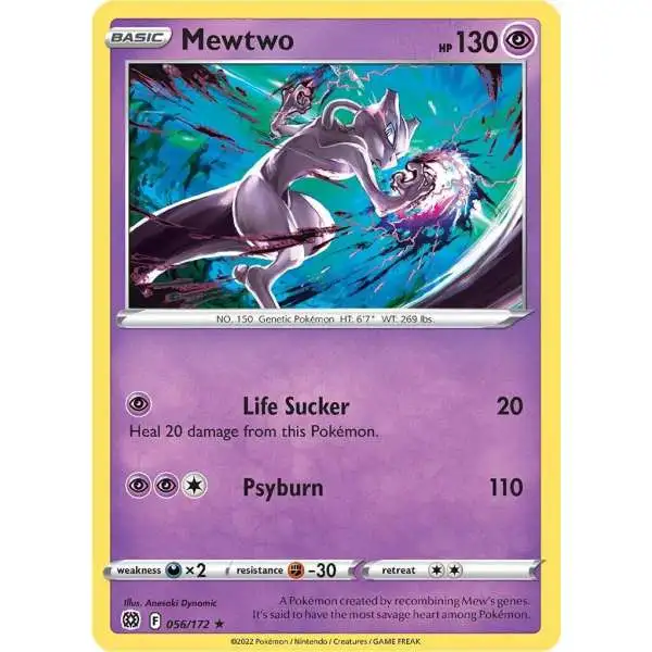 Pokemon Trading Card Game Sword & Shield Brilliant Stars Rare Mewtwo #56 [Reverse Holo]