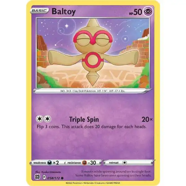 Pokemon Trading Card Game Sword & Shield Brilliant Stars Common Baltoy #58 [Reverse Holo]