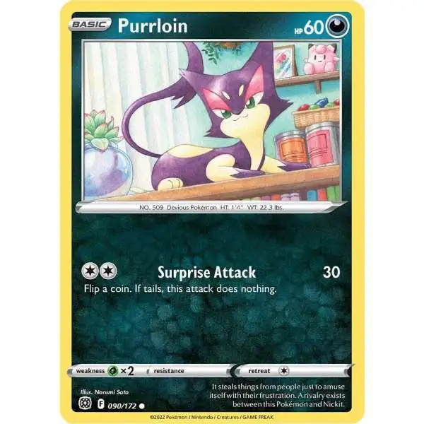 Pokemon Trading Card Game Sword & Shield Brilliant Stars Common Purrloin #90