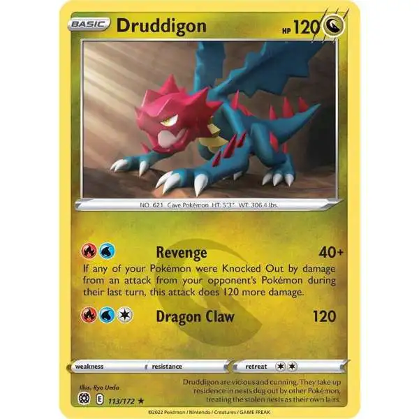 Pokemon Trading Card Game Sword & Shield Brilliant Stars Rare Druddigon #113