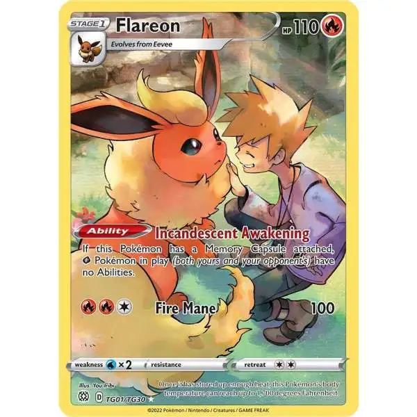 Pokemon Trading Card Game Sword & Shield Brilliant Stars Ultra Rare Flareon TG01 [Trainer Gallery]