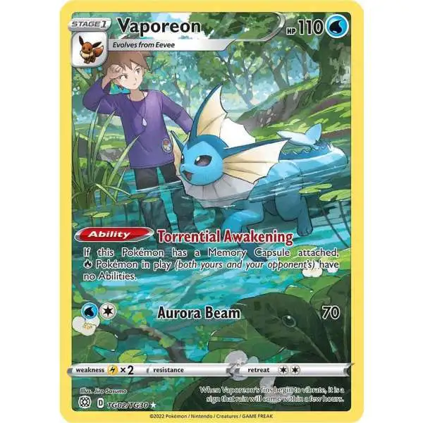 Pokemon Trading Card Game Sword & Shield Brilliant Stars Ultra Rare Vaporeon TG02 [Trainer Gallery] [Lightly Played]