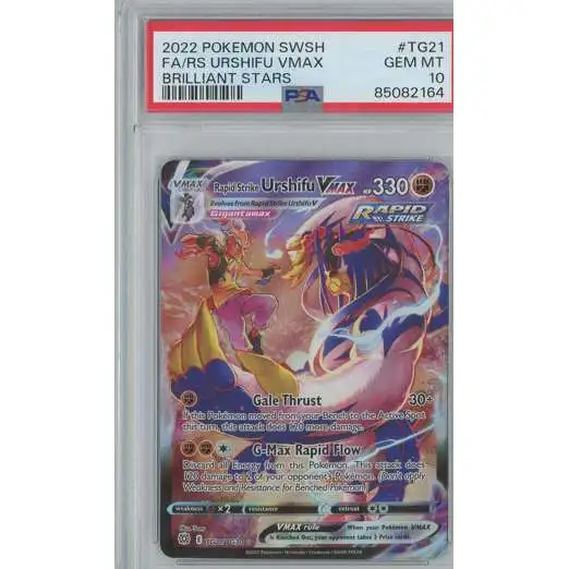 Pokemon Trading Card Game Sword & Shield Brilliant Stars Ultra Rare Rapid Strike Urshifu VMAX TG21 [Trainer Gallery, PSA 10] [PSA 10]