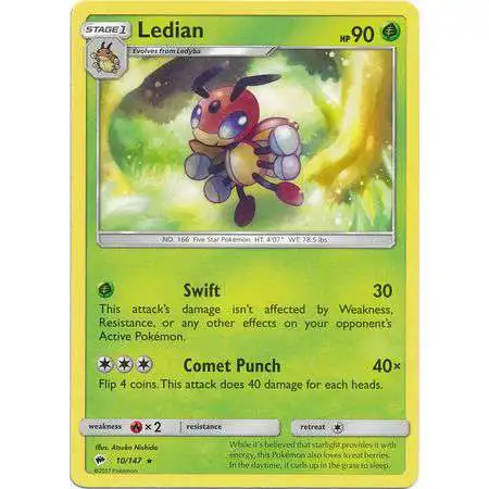 Pokemon Trading Card Game Sun & Moon Burning Shadows Rare Ledian #10