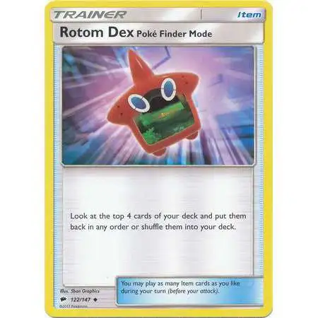Pokemon Trading Card Game Sun & Moon Burning Shadows Uncommon Rotom Dex Poke Finder Mode #122