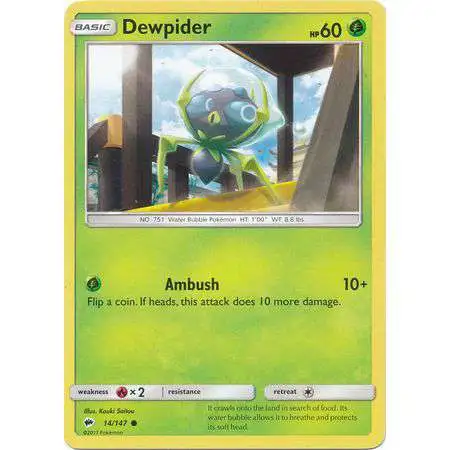 Pokemon Trading Card Game Sun & Moon Burning Shadows Common Dewpider #14