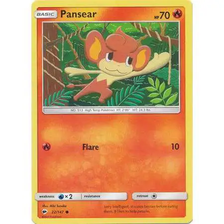 Pokemon Trading Card Game Sun & Moon Burning Shadows Common Pansear #22