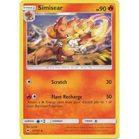 Pokemon Trading Card Game Sun & Moon Burning Shadows Uncommon Simisear #23