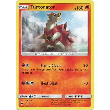 Pokemon Trading Card Game Sun & Moon Burning Shadows Rare Turtonator #26