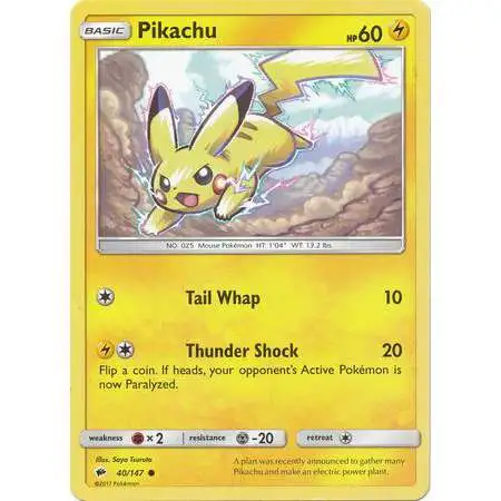 Pokemon Trading Card Game Sun & Moon Burning Shadows Common Pikachu #40