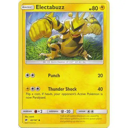 Pokemon Trading Card Game Sun & Moon Burning Shadows Uncommon Electabuzz #42