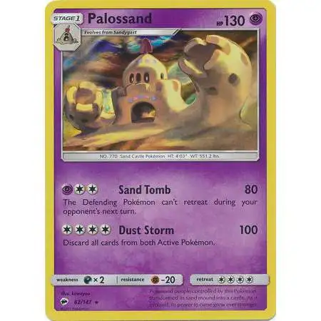 Pokemon Trading Card Game Sun & Moon Burning Shadows Rare Holo Palossand #62