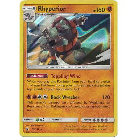Pokemon Trading Card Game Sun & Moon Burning Shadows Holo Rare Rhyperior #67